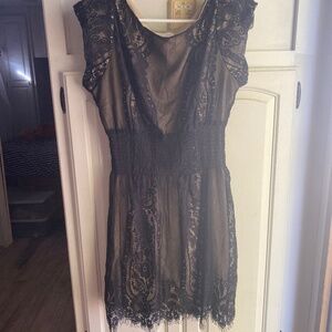 Boutique Apricot Lace Dress L